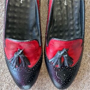 Rare Vintage Elegant Red and Black Women's Loafers